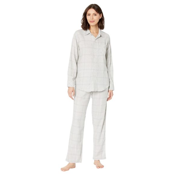 LAUREN Ralph Lauren Long Sleeve His Shirt Long Pants PJ Set Grey Plaid LG (US